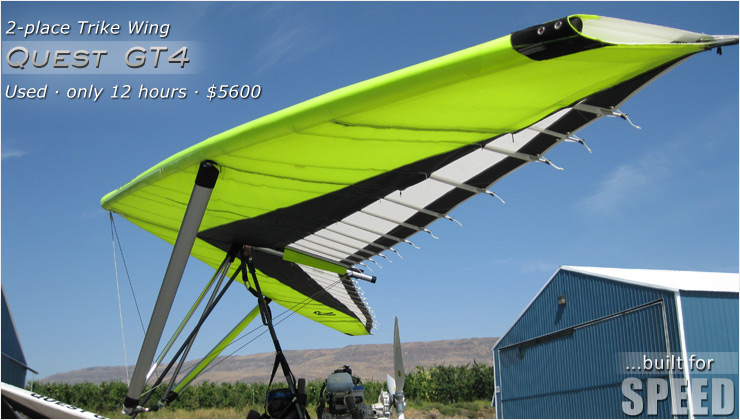 North Wing Quest GT4 Trike Wing - used only 12 hours, for sale for $5600 - available and ready for immediate delivery