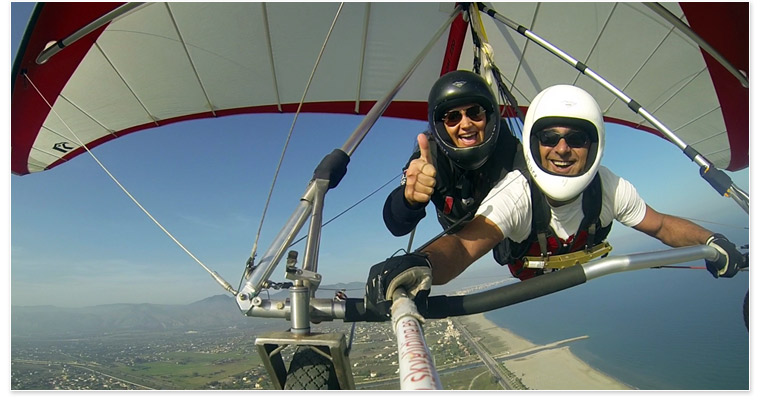 Bart Weghorst and passenger enjoying a casual cruise in the North Wing Freedom 220 Tandem hang glider