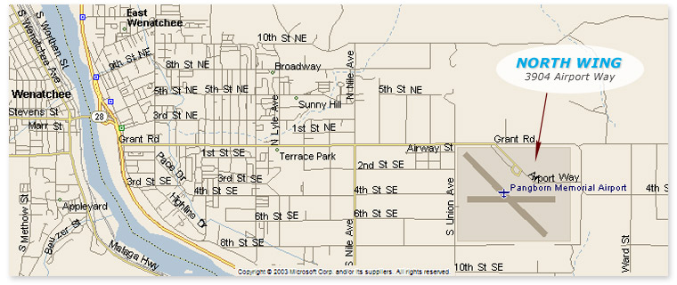 Map North Wing Design � East Wenatchee, Washington manufacturing facility at the Pangborn Airport