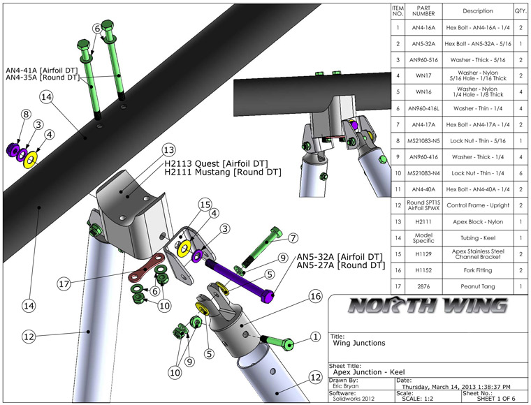 Wing Junction - Control Frame Apex to Keel