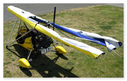 The Mustang 3 Wing folds back while still mounted to the aircraft, convenient for travel and storage